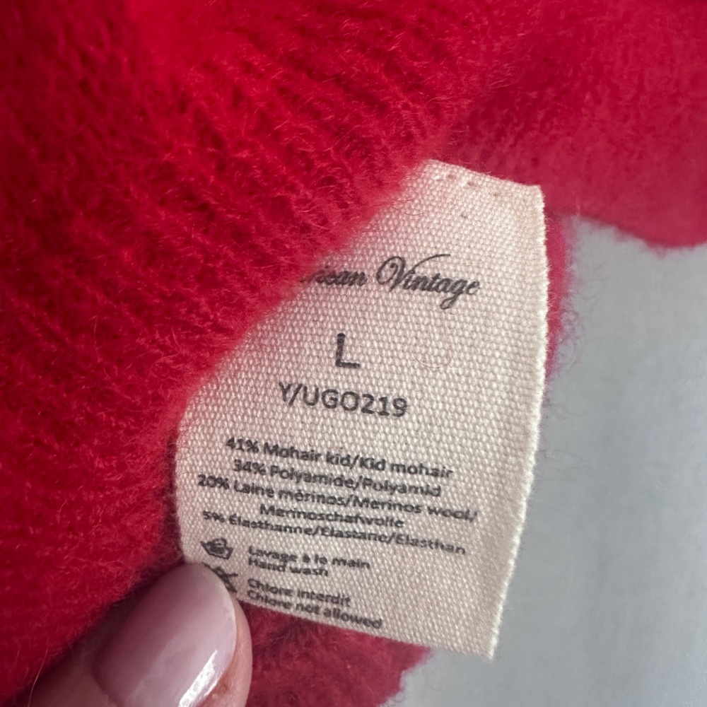 American Vintage red V-neck Sweater Size L Mohair Blend - Picture 5 of 6